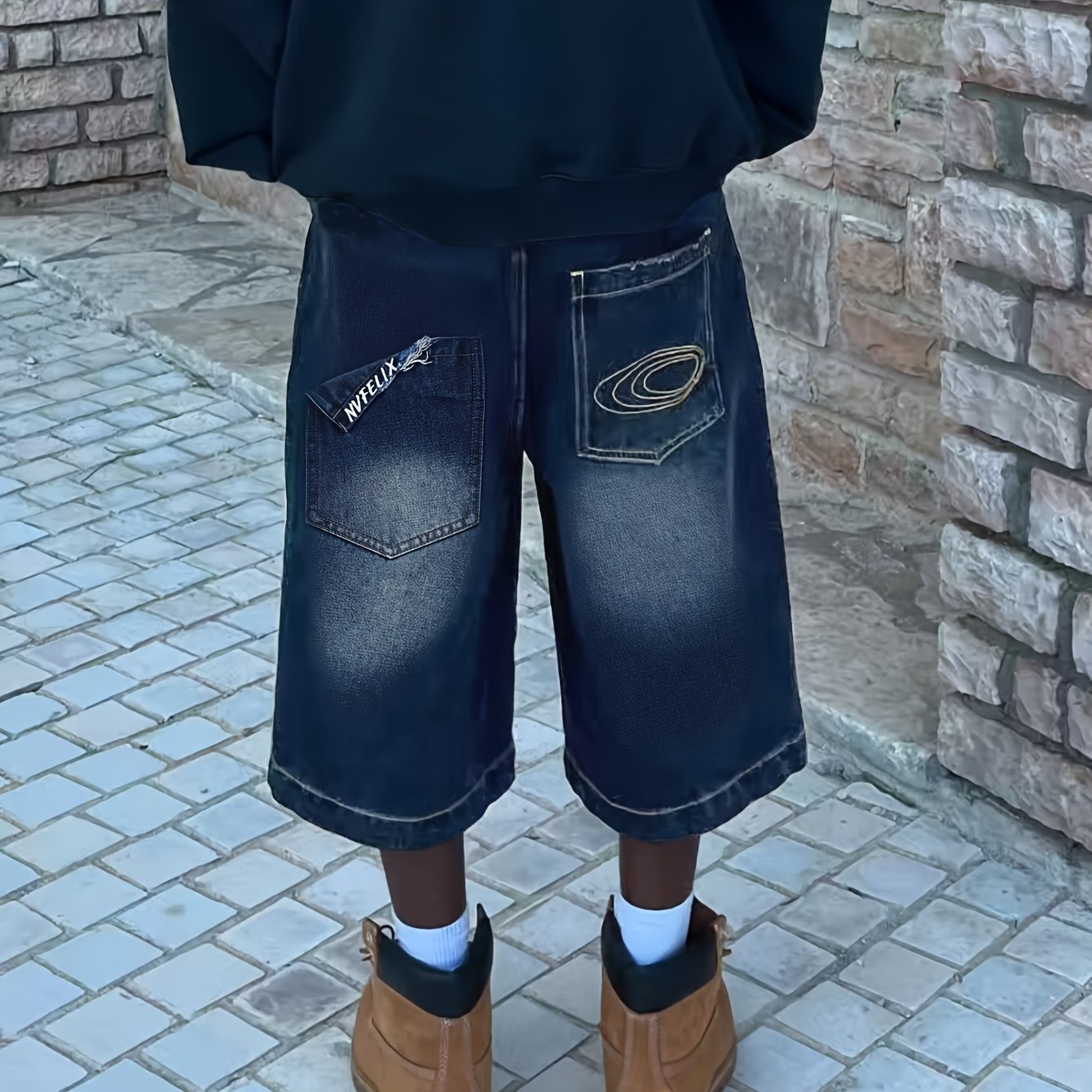 Men's Non-Stretch Denim jorts - Mid-Rise Relaxed Fit.