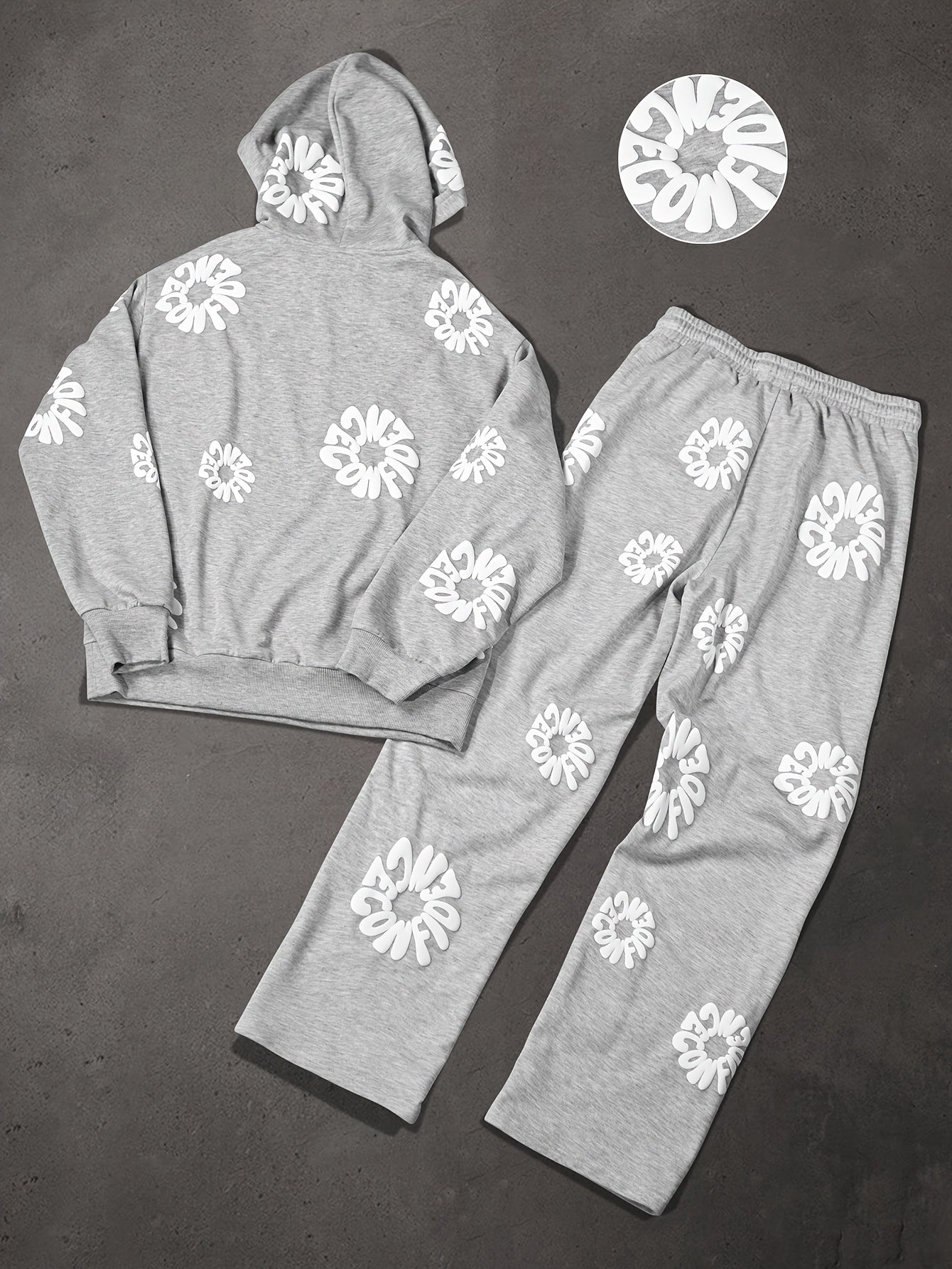 Mens 2 pIece tracksuit Floral Print Hoodie & Sweatpants Set - Loose Fit,