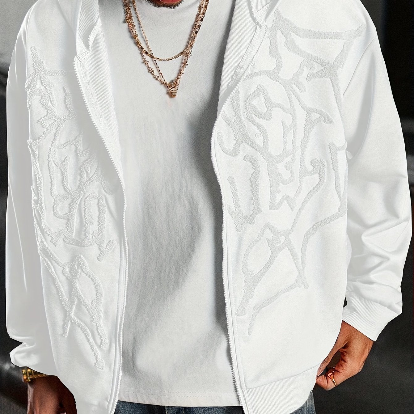 Men's Hooded Sweatshirt with dragon Letter Embroidery,