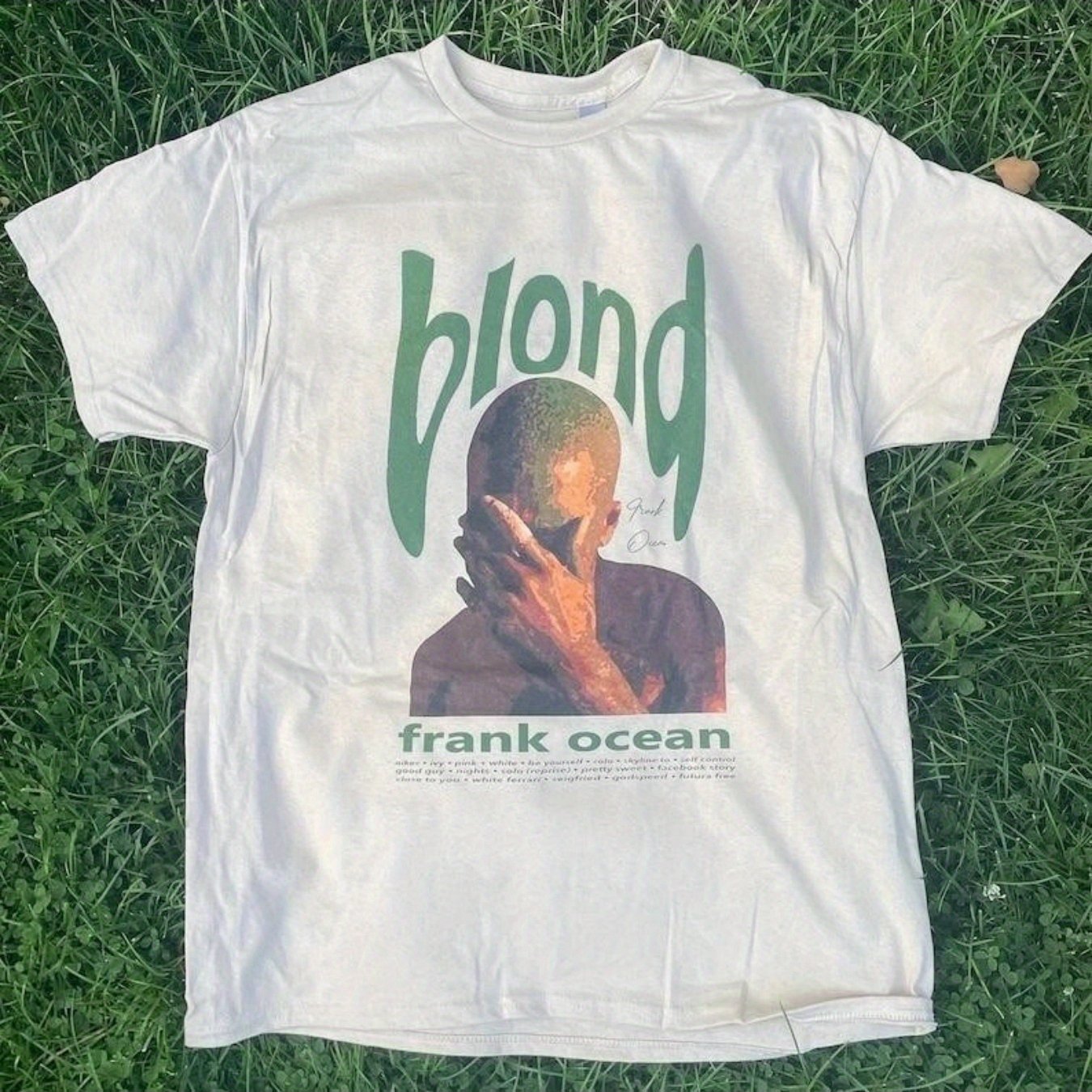 Men'S Frank Ocean Graphic T-Shirt - Bold "BLOND" Text & Silhouette Design,