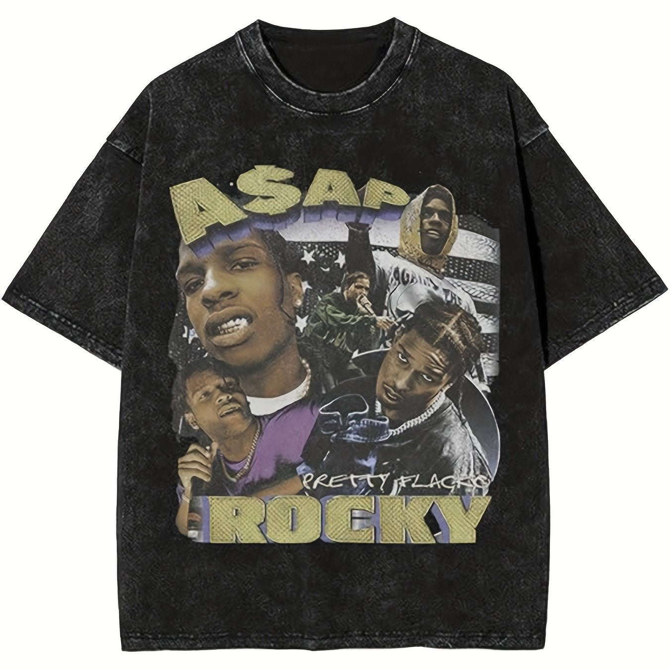 Men'S asap rocky Hip-Hop Graphic T-Shirt - Loose Fit,