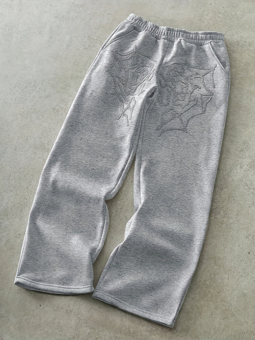 Men'S Streetwear Style Spider Web Embroider Joggers - Loose Fit, All-Season Casual Pants with Pockets.