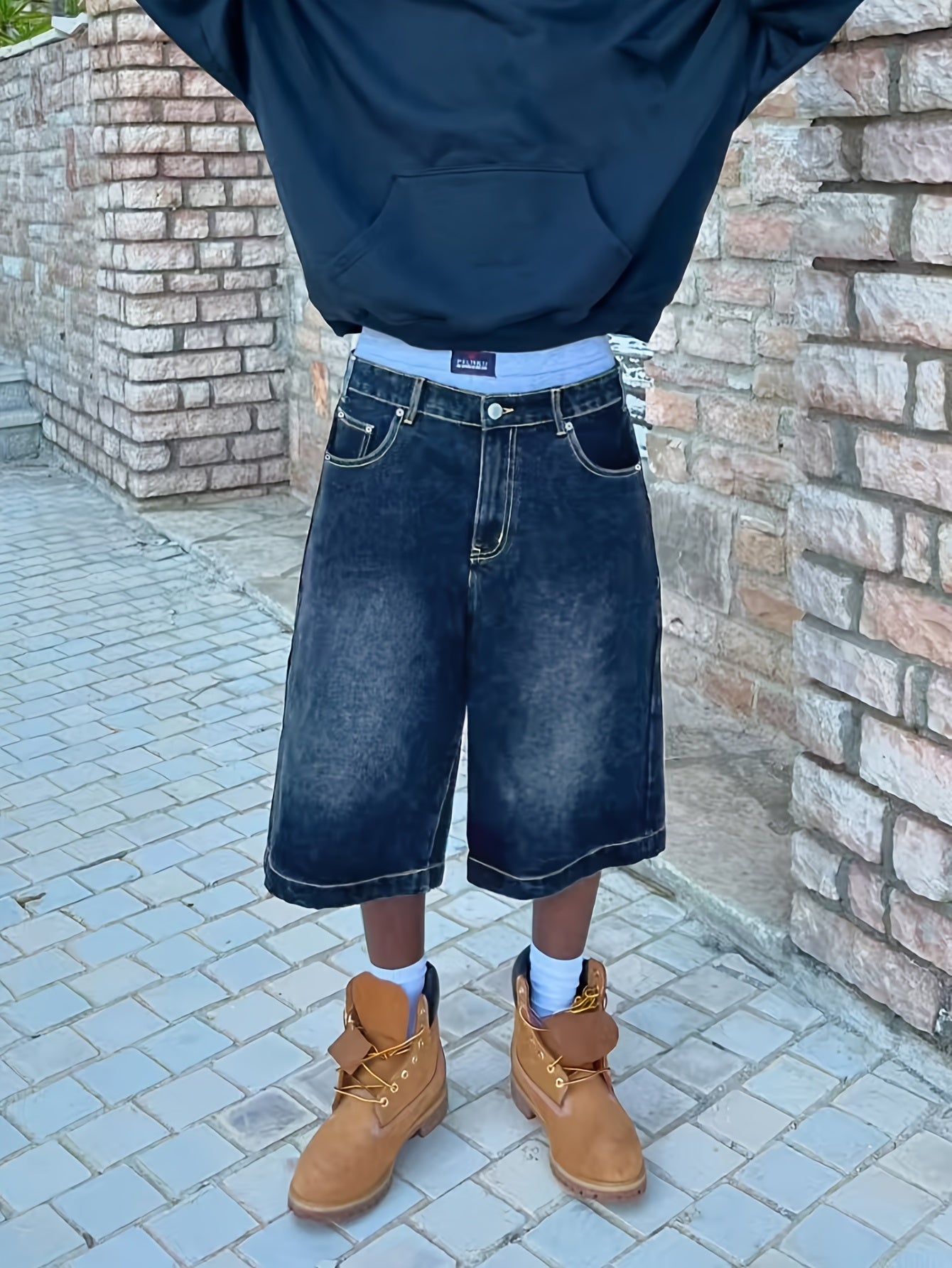 Men's Non-Stretch Denim jorts - Mid-Rise Relaxed Fit.