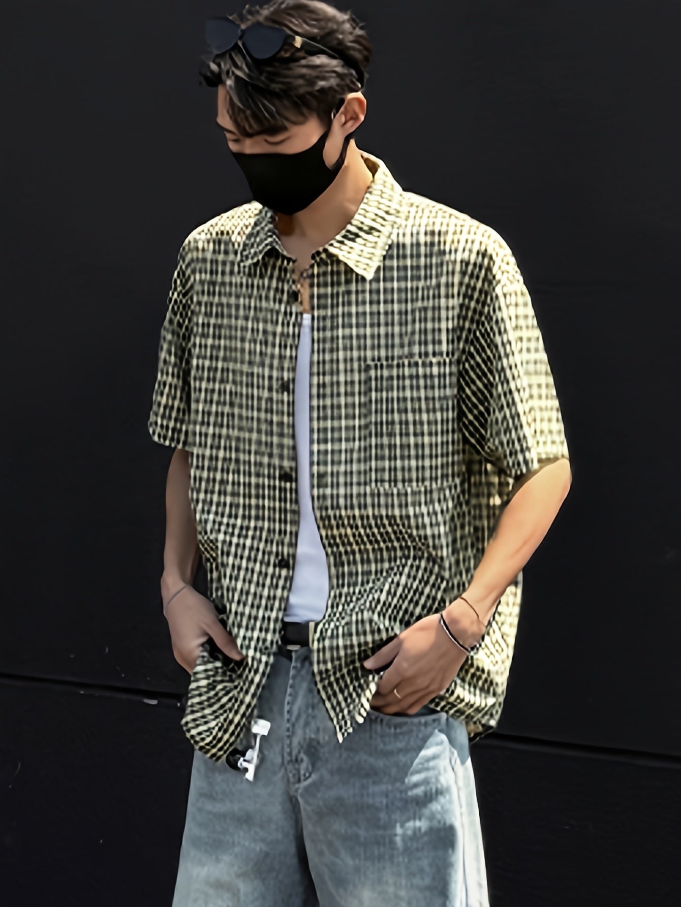 Men's Casual Plaid Short Sleeve Shirt - Loose Fit Summer Shirt with Classic Collar,