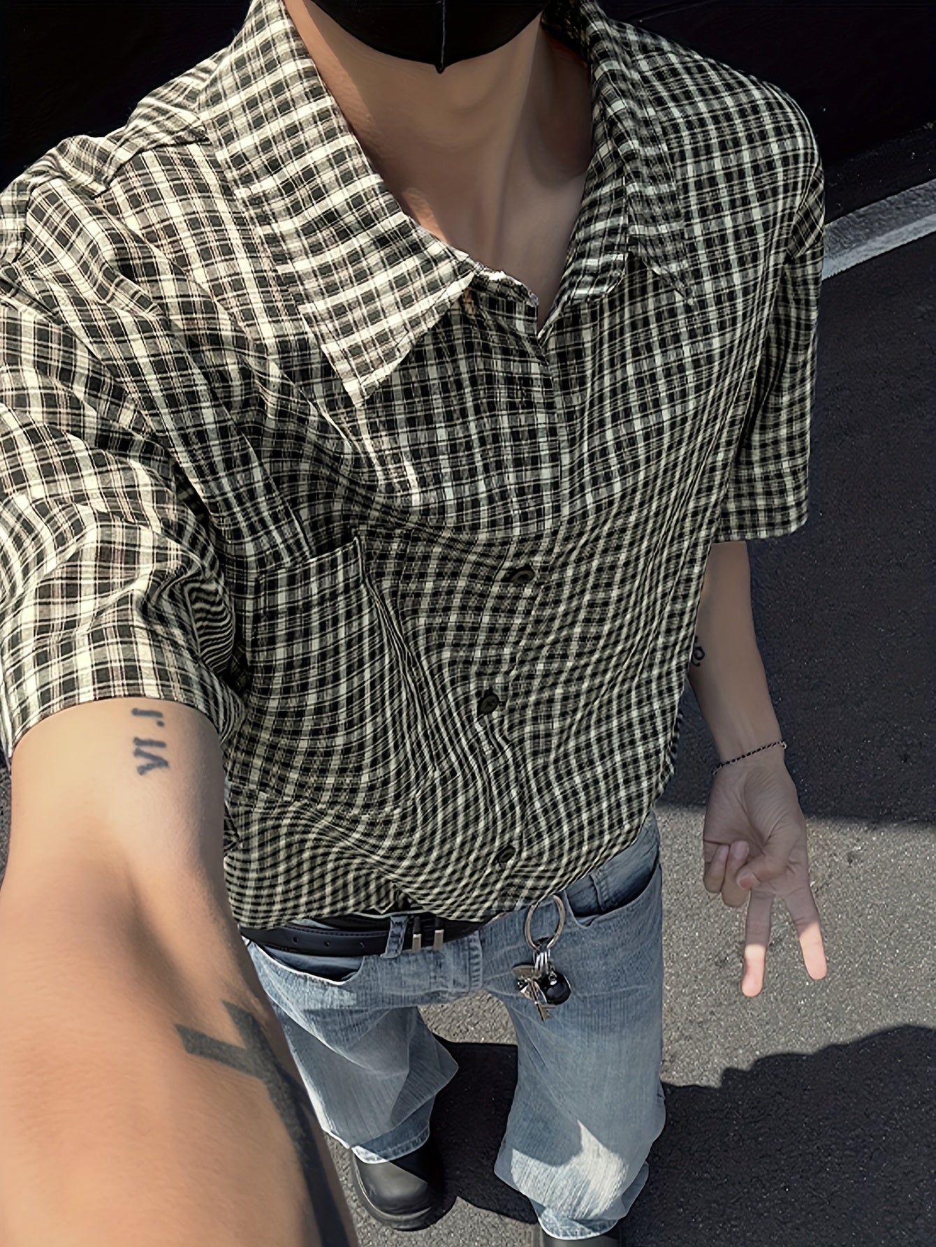 Men's Casual Plaid Short Sleeve Shirt - Loose Fit Summer Shirt with Classic Collar,